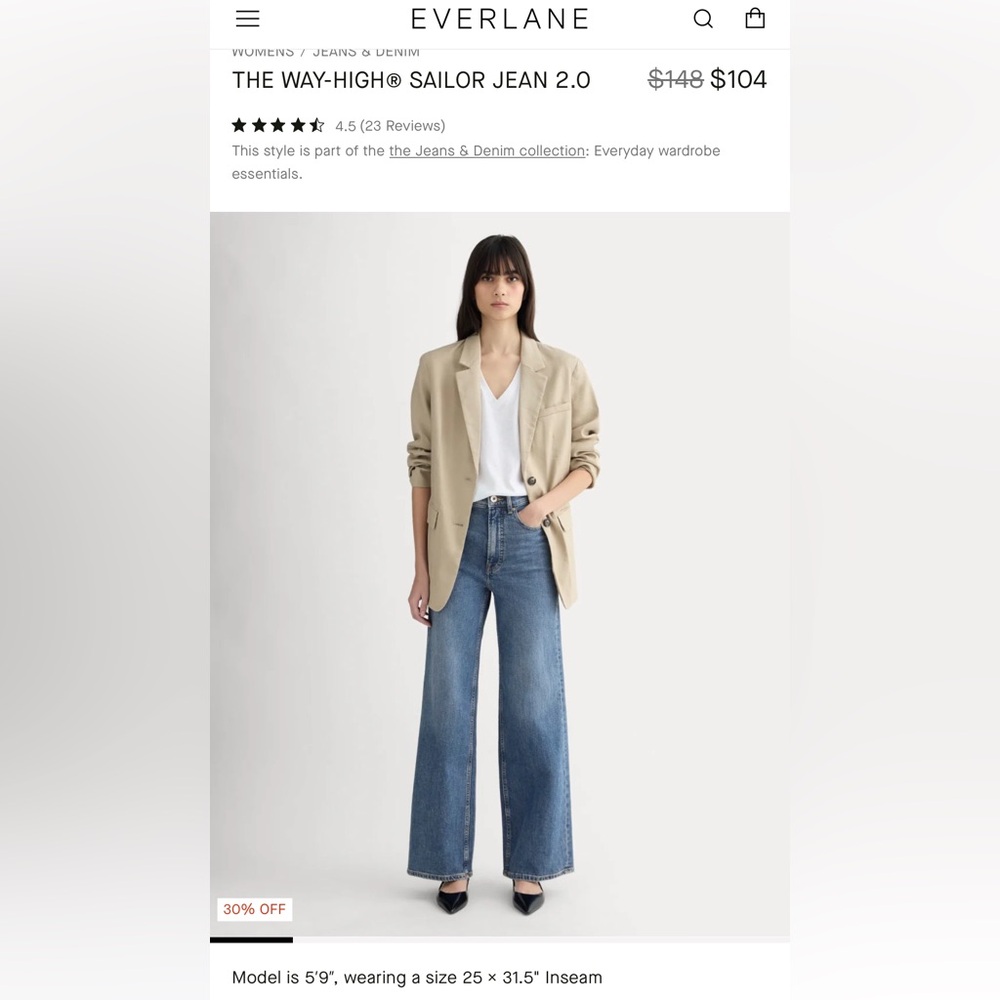 Everlane the way high sailor jean